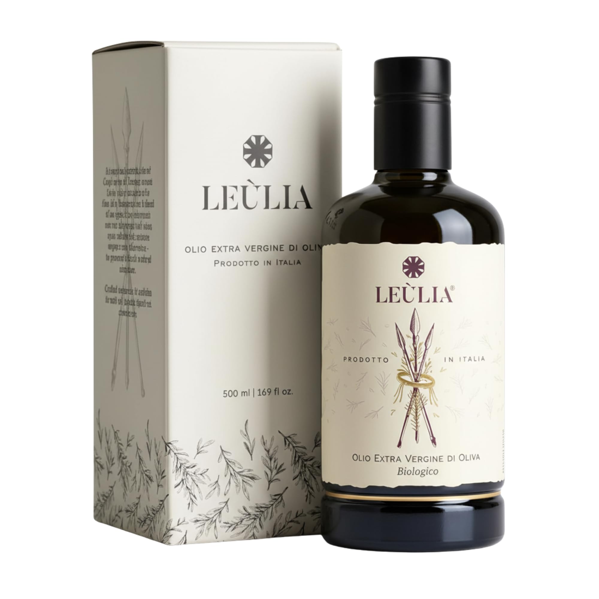 Leùlia Premium Organic Italian Extra Virgin Olive Oil, USDA Organic 100%, 2025/2026 Harvest, Cold Extracted EVOO, Naturally Rich in Polyphenols (16.9 fl oz)