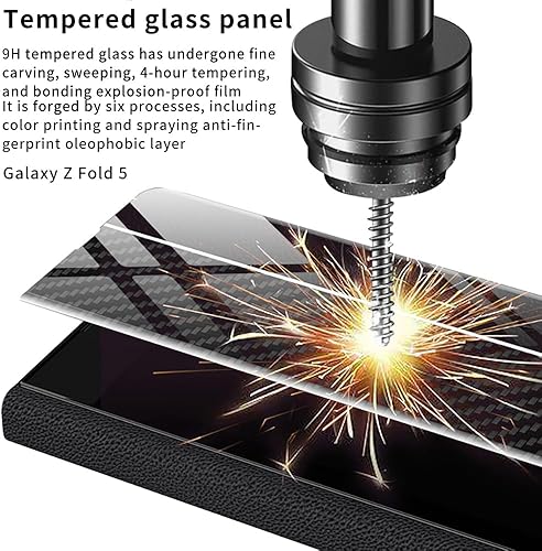 Miniatura 3 de SHIEID Funda para Galaxy Z Fold 5 con función atril  Funda de piel híbrida de cristal chapado en cristal plegable de lujo con protección de bisagra