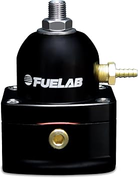 FUELAB FUEL SYSTEMS Fuelab Fuel Pressure Regulator, 25-90 PSI, In-Line, Two 10 AN Female Inlets, 6 AN Female Return, 1/8 in NPT Port, Aluminum, Black Anodized, Diesel / E85 / Gas/Methanol, Each