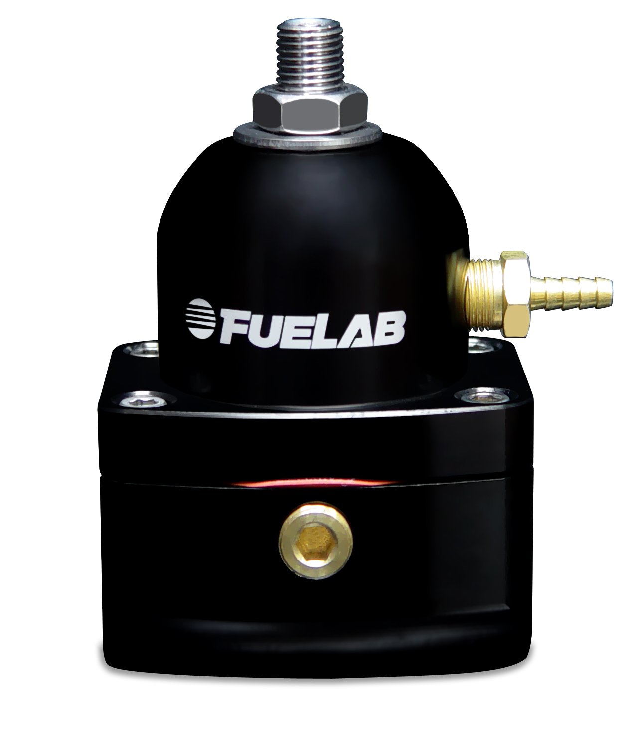 FUELAB FUEL SYSTEMS Fuelab Fuel Pressure Regulator, 25-90 PSI, In-Line, Two 10 AN Female Inlets, 6 AN Female Return, 1/8 in NPT Port, Aluminum, Black Anodized, Diesel / E85 / Gas/Methanol, Each