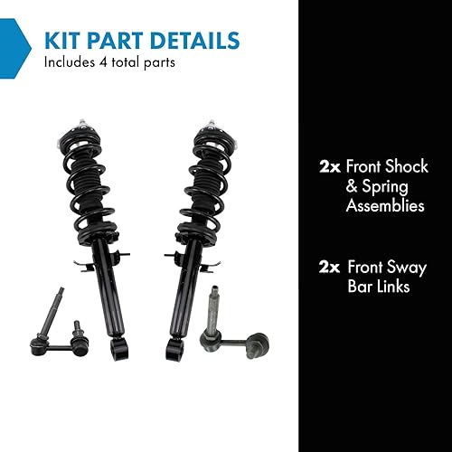 Miniatura 753 de TRQ Kit de suspensión delantera, conjunto de amortiguadores y resortes, barra estabilizadora, enlace estabilizador compatible con Chevrolet