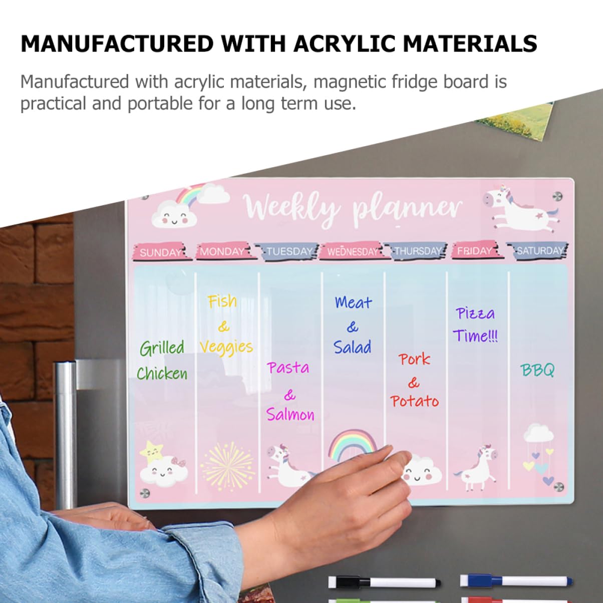 Operitacx Acryltafel Für Kühlschrank Magnetische Wochenplanungstafel Abwischbare Tafel Für Organisation Einfache Planungstafel Für Alltag