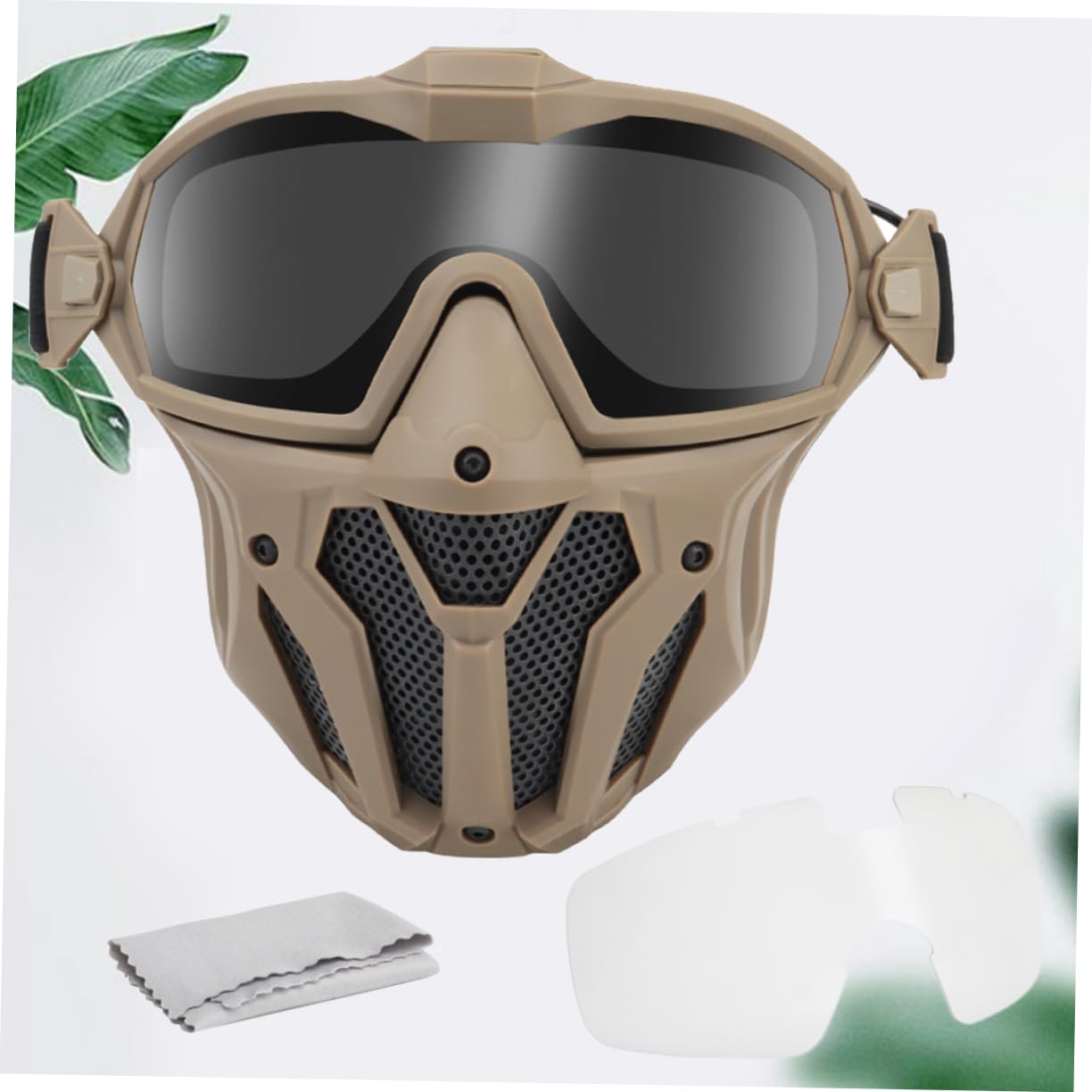 Happyyami 1set Maschera Protettiva Per Attività All Aperto Con Occhiali Antifog e Ventilatore Mini Senza Batteria Colore Per Sci e Ciclismo