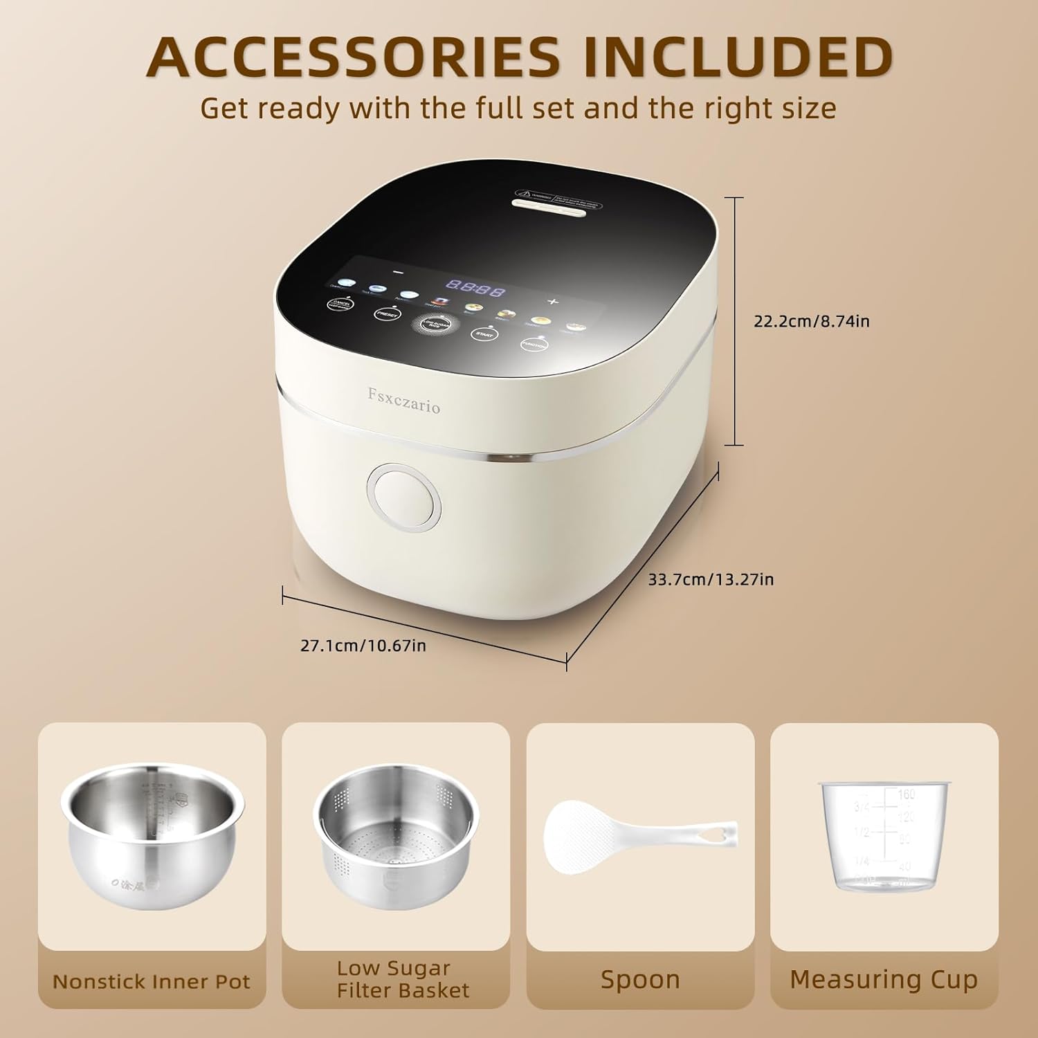 Rice Cooker 4L Low Carb with Nonstick Stainless Steel Inner Pot, 8-Cup LED Display Rice Maker, 24-Hr Delay Timer & 8-Hr Keep for White Rice/Porridge