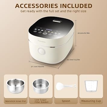 Rice Cooker 4L Low Carb with Nonstick Stainless Steel Inner Pot, 8-Cup LED Display Rice Maker, 24-Hr Delay Timer & 8-Hr Keep for White Rice/Porridge