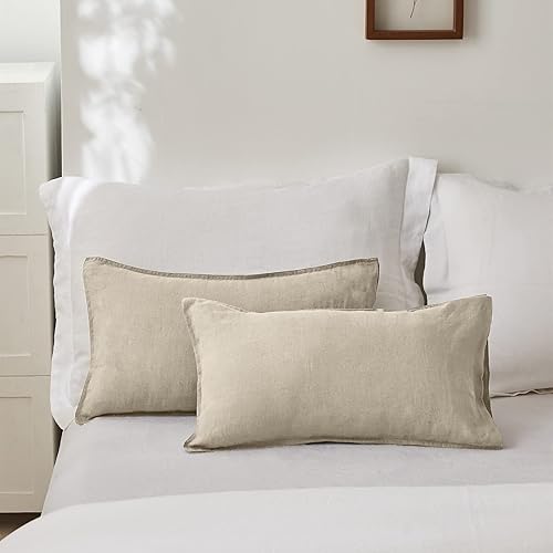 Miniatura 5 de Simple&Opulence - Funda de almohada lumbar 100% lino, 12 x 20 pulgadas, 2 fundas rectangulares decorativas, para sofá, cama, dormitorio, salón,