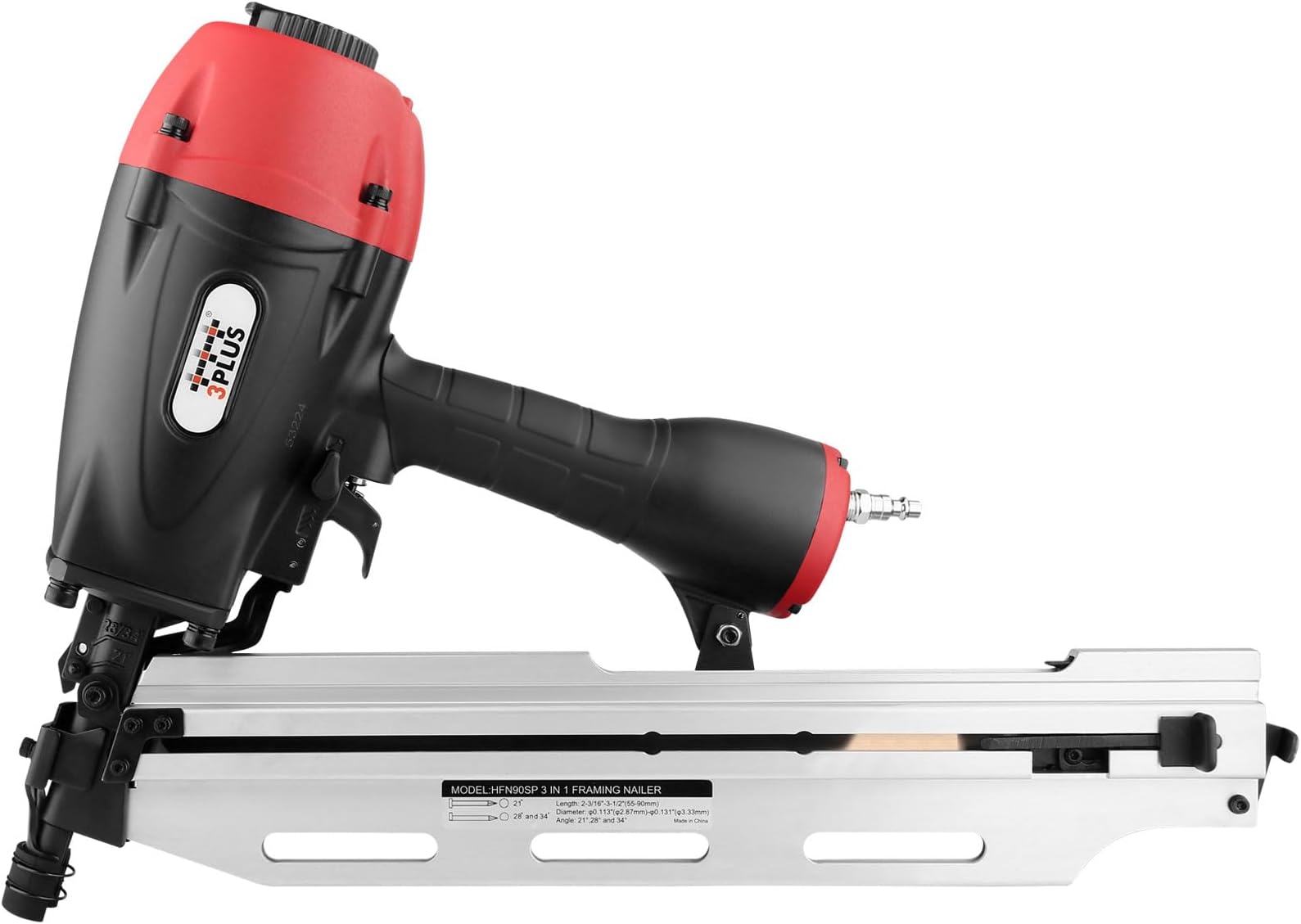 HFN90SP 3-in-1 Air Framing Nailer with Adjustable Magazine for 21/28/34 Degree Nails