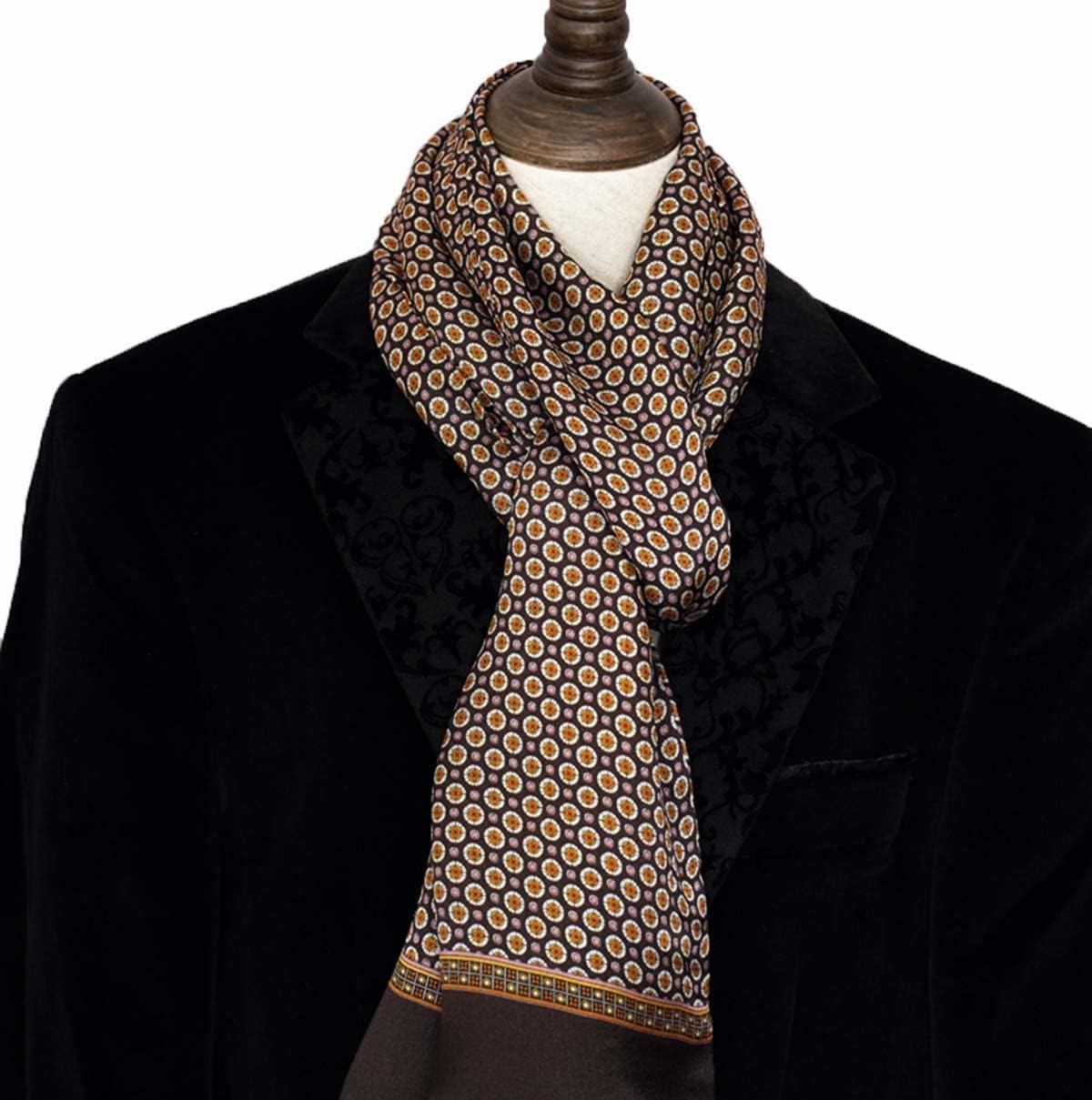 Foulard en Soie Vintage pour Homme, 100% Pure, Motif Classique, Double Couche, imprimé Gentleman