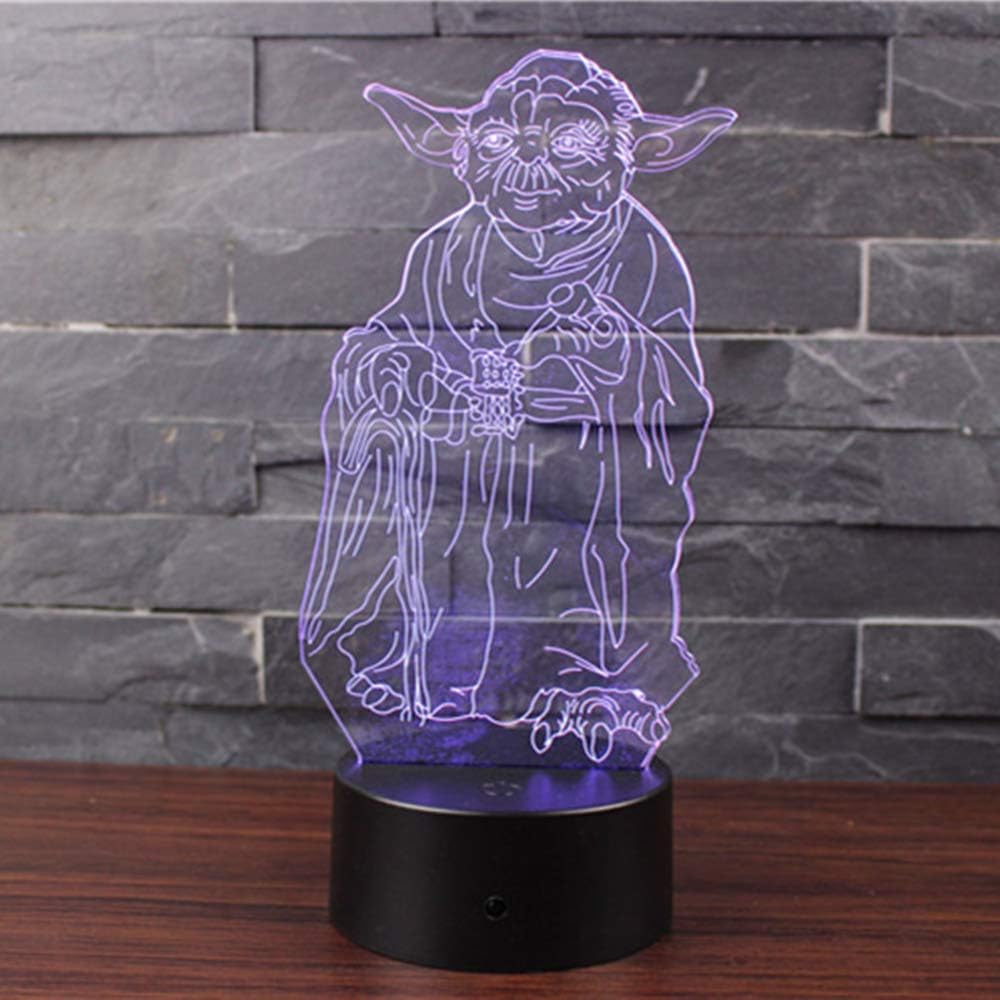 Doremy 3D Illusion LED Night Light Table Desk Lamp 7 Colors Gradual Changing Touch with USB Cable for Home Decoration or Children’s Gifts (Master Yoda)