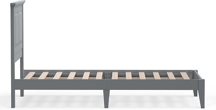 Cottage Style Solid Wood Platform Bed in Twin - Ultimate Grey