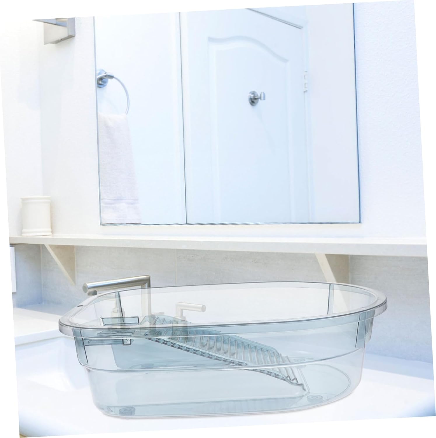 Household Wash Basin with Integrated Washboard Durable Material for Hand Washing Clothes for Bathrooms and Dormitories Convenient Laundry