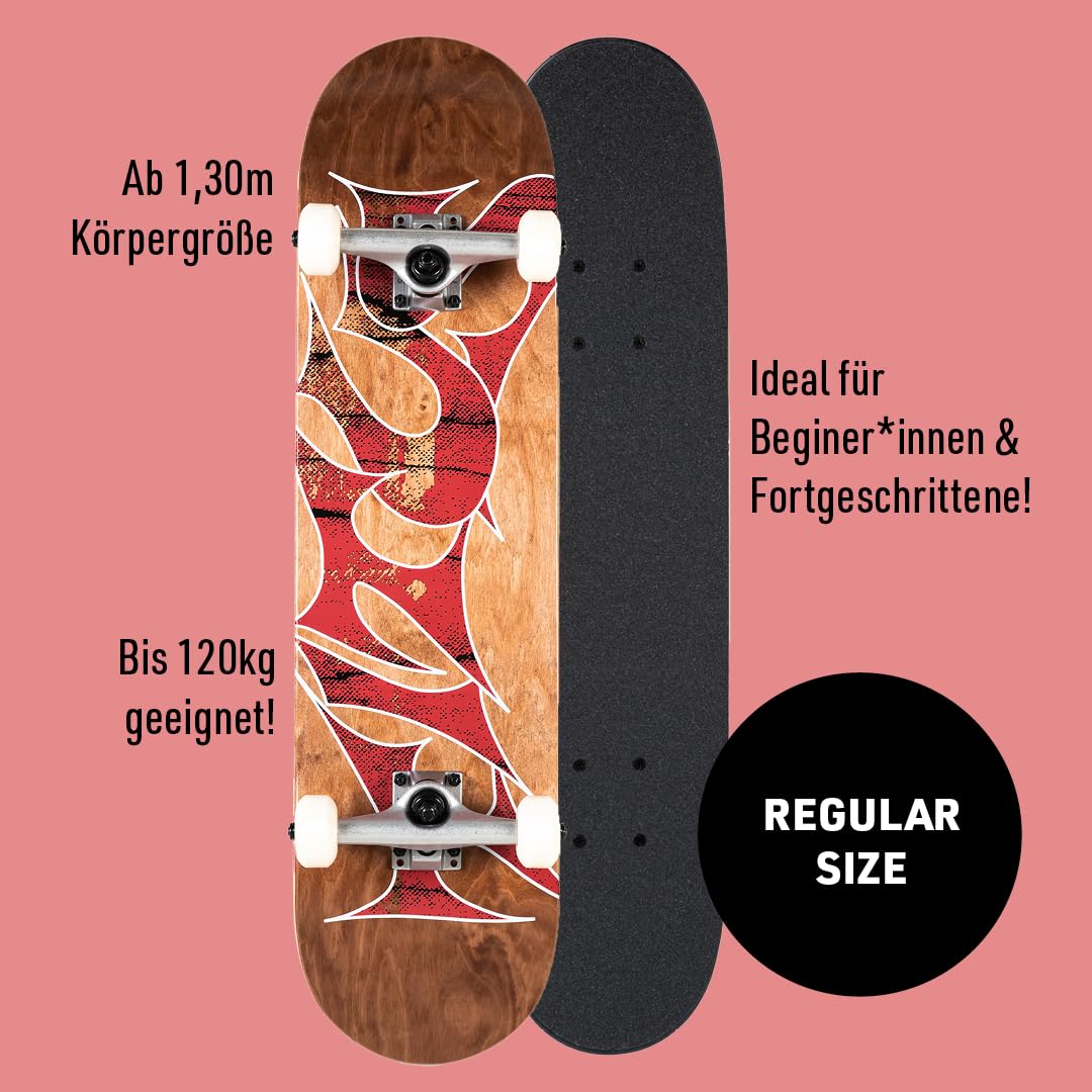 TITUS Skateboard complet en bois d'érable 7 couches déjà assemblé pour adolescents, adultes, débutants, professionnels, filles et garçons