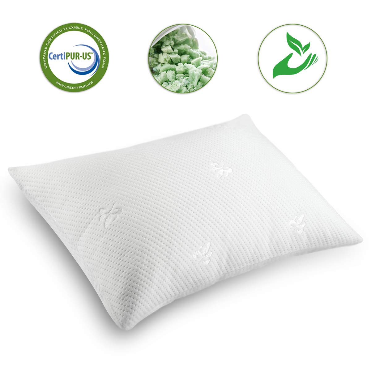 Cooling Bed Pillows for Sleeping Shredded Memory Foam Pillow Queen Size(20x30) with Washable Pillow Cover,Great Support and Fluffy