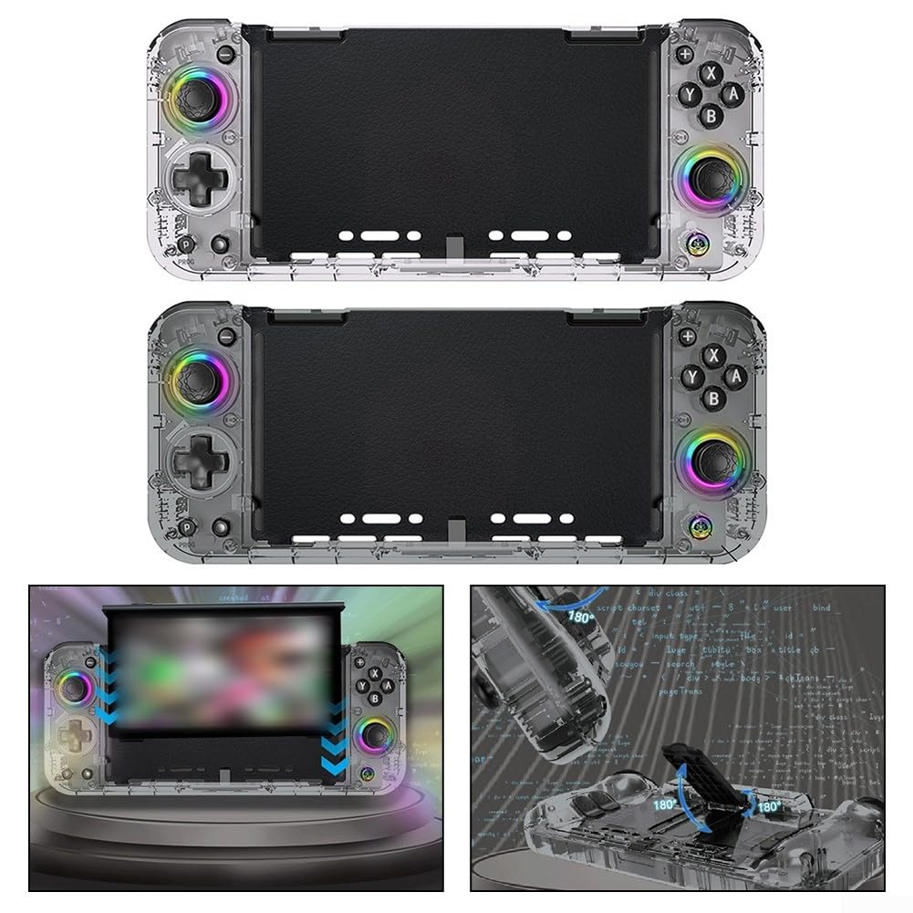 DAZZLEEX Controller wireless Pro per Nintendo Switch e con impugnatura ergonomica full-size, RGB regolabile, funzione Turbo, controllo del movimento a 6 assi, programmabile (bianco trasparente)