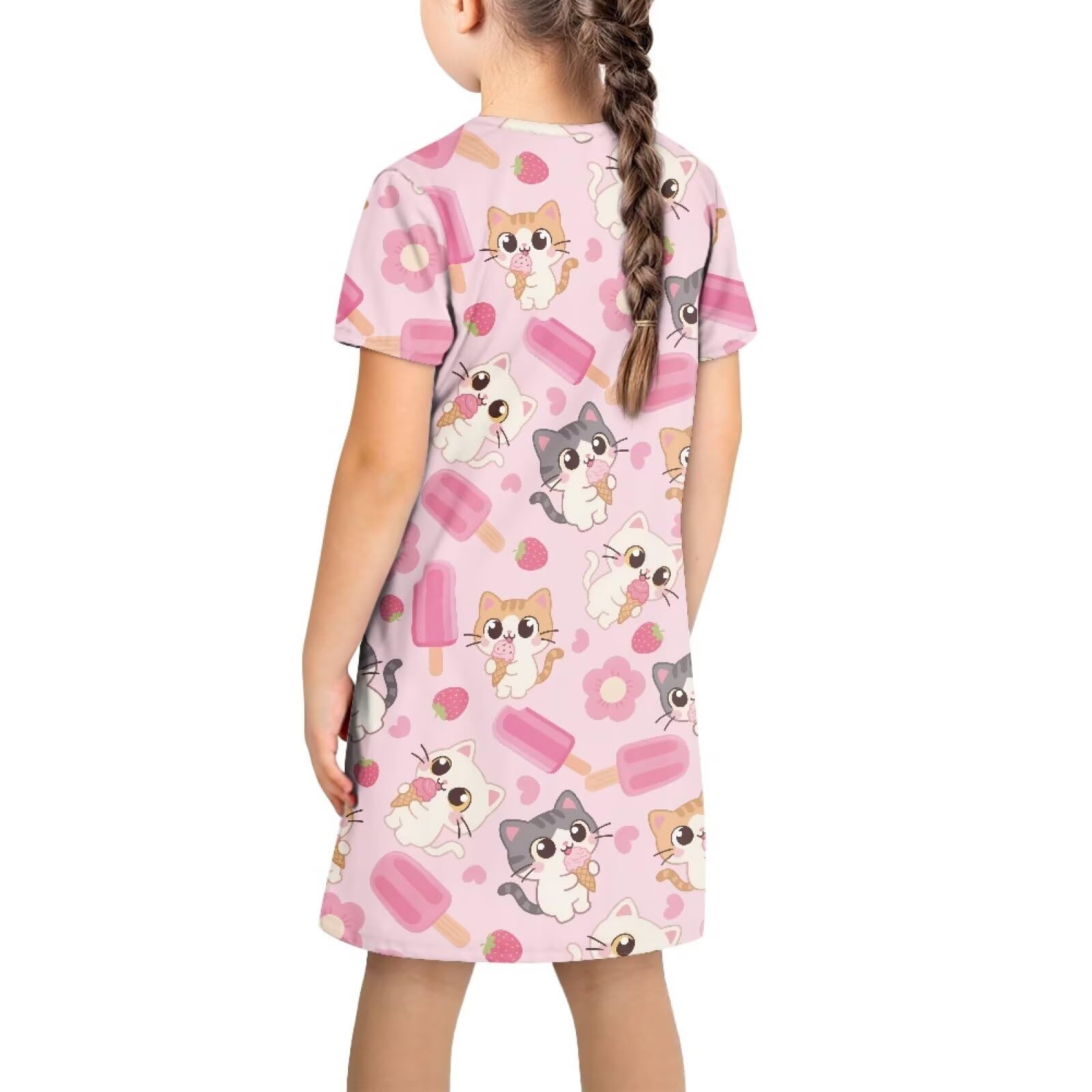 Camisón de manga corta para niñas de 3 a 14 años, de poliéster
