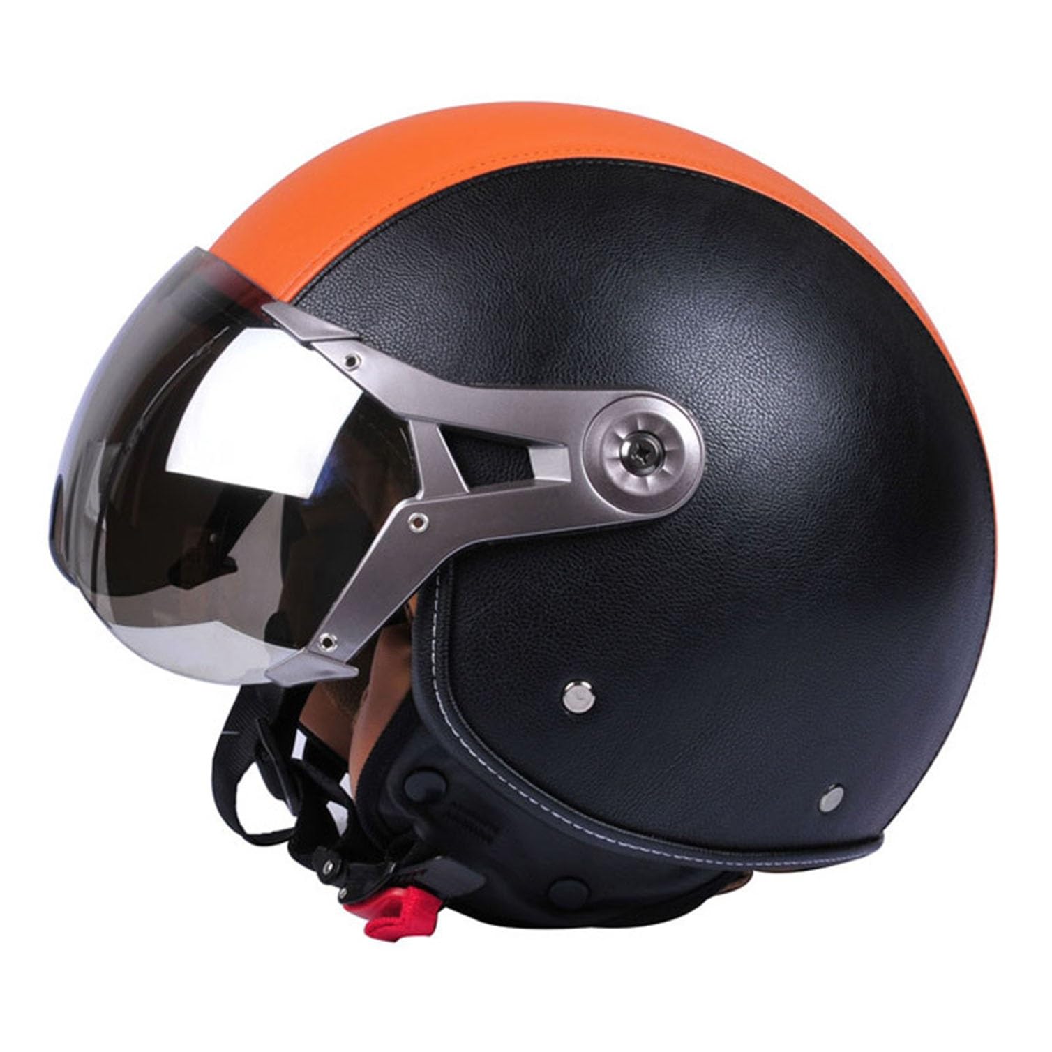 Casque moto vintage jet 3/4 avec visière intégrée anti-vent