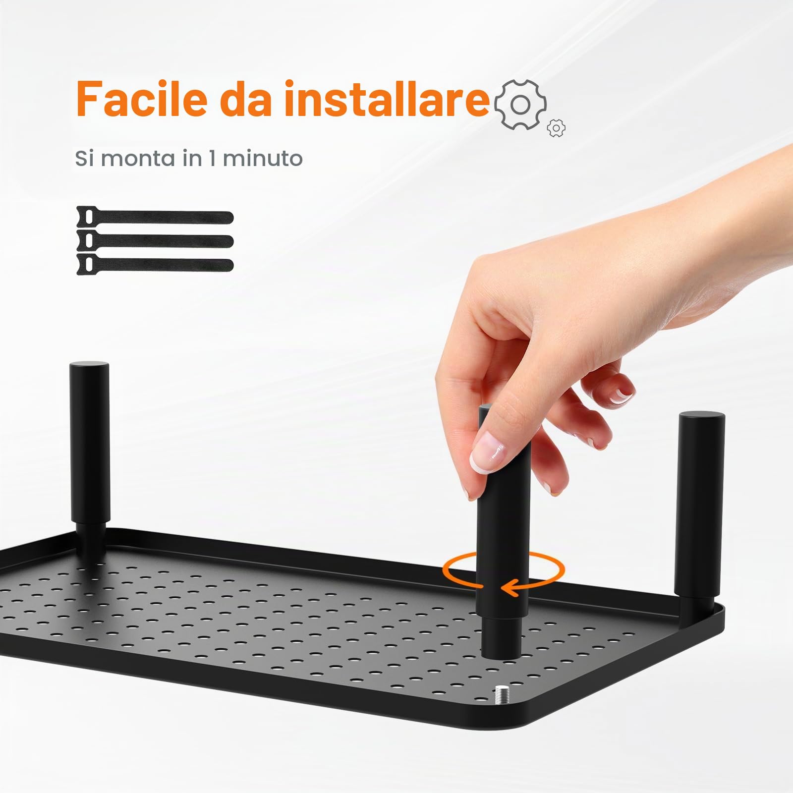 GRIFEMA GB1051 Supporto Monitor in Metallo, Altezza Regolabile 20 kg, L370 x L235mm, Nero