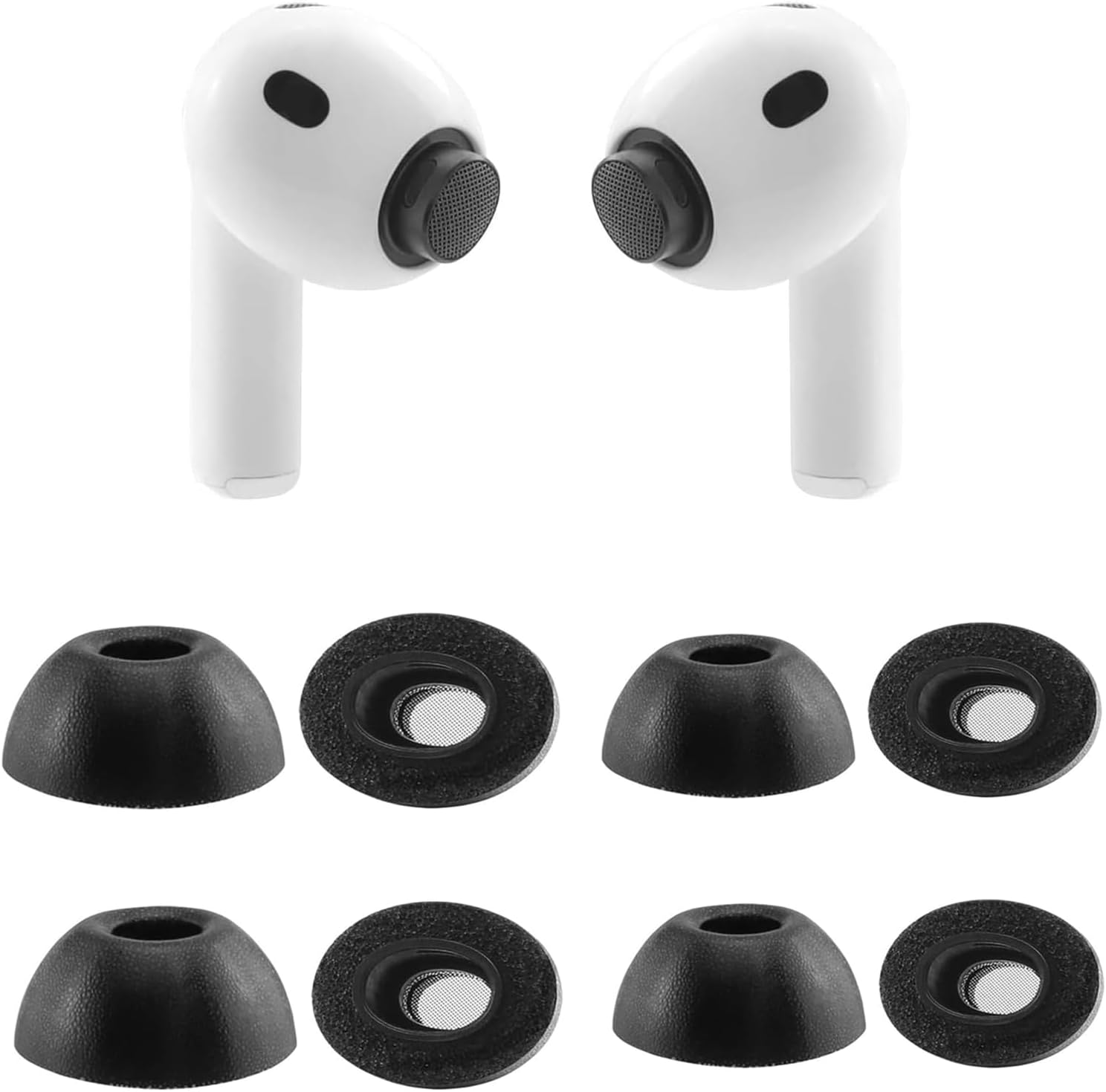 ALXCD 4 Pairs Foam Ear Tips Compatible with AirPods Pro 3 3rd Generation Replacement Eartips, Noise Reduction Hole & Built-in dust Guard with Cleaning Kit Compatible with AirPods Pro 3 XS/S/M/L