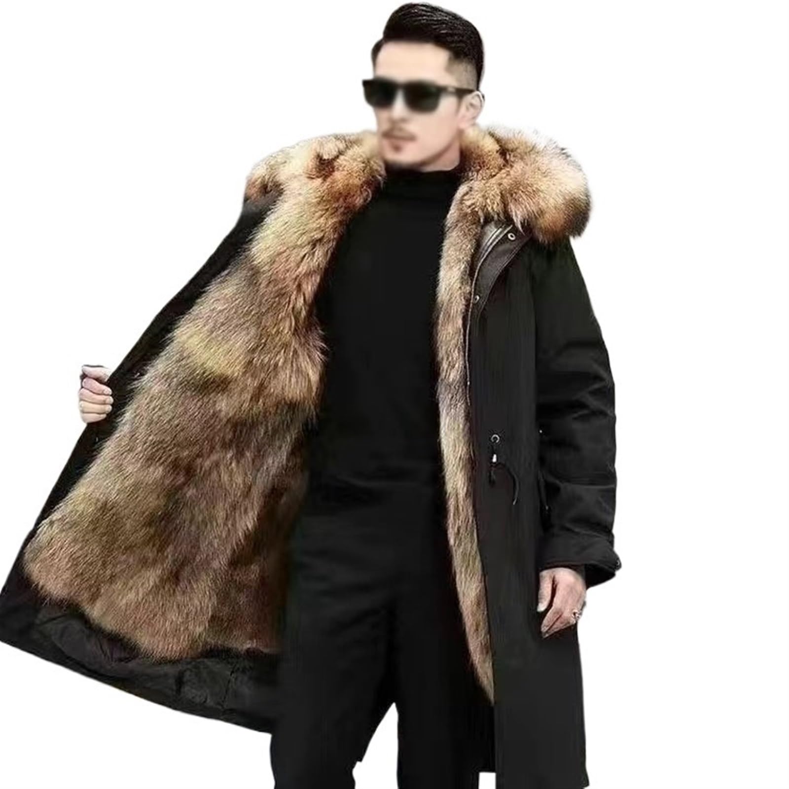 Herren Winter Lang Parka mit Abnehmbarer Plüschfutter,Warm Halten, Wind- und Wasserdicht Übergangsjacke Outdoor Daunenjacke
