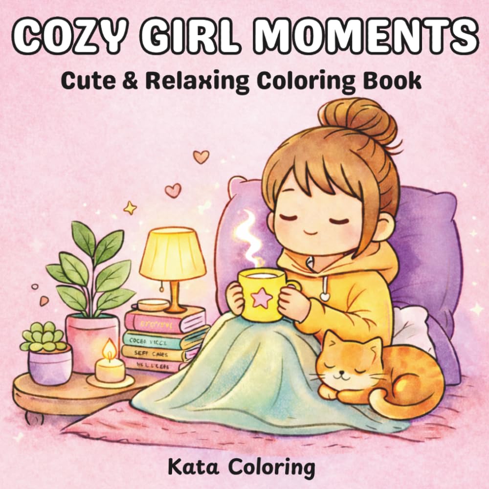 Cozy Girl Moments: Cute & Relaxing Coloring Book