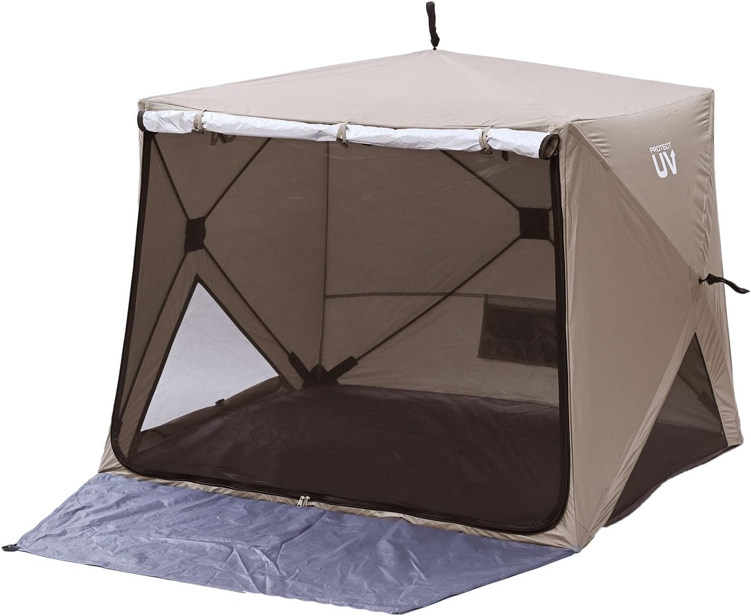 Campers Collection Yamazen PATC-150 (KH) Pop-up Tent, Unfold Like an Umbrella, Sun Shade Cube, Full Close, Mesh, Easy Installation, One-Touch Tent, Khaki