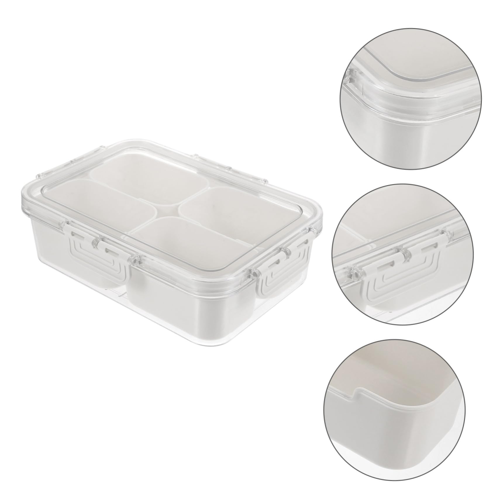 2 Stücke Snackbox mit Fächern und Deckel Transparente Tragbare Snackdose mit Griff Vielseitige Aufbewahrung für Gewürze Obst Nüsse Snacks als Frischebox und Kühlschrank Organizer