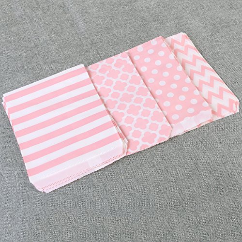 Nuolux 48Pcs Striped Polka Dot Candy Paper Gift Bags For Party (Pink) #TOP2