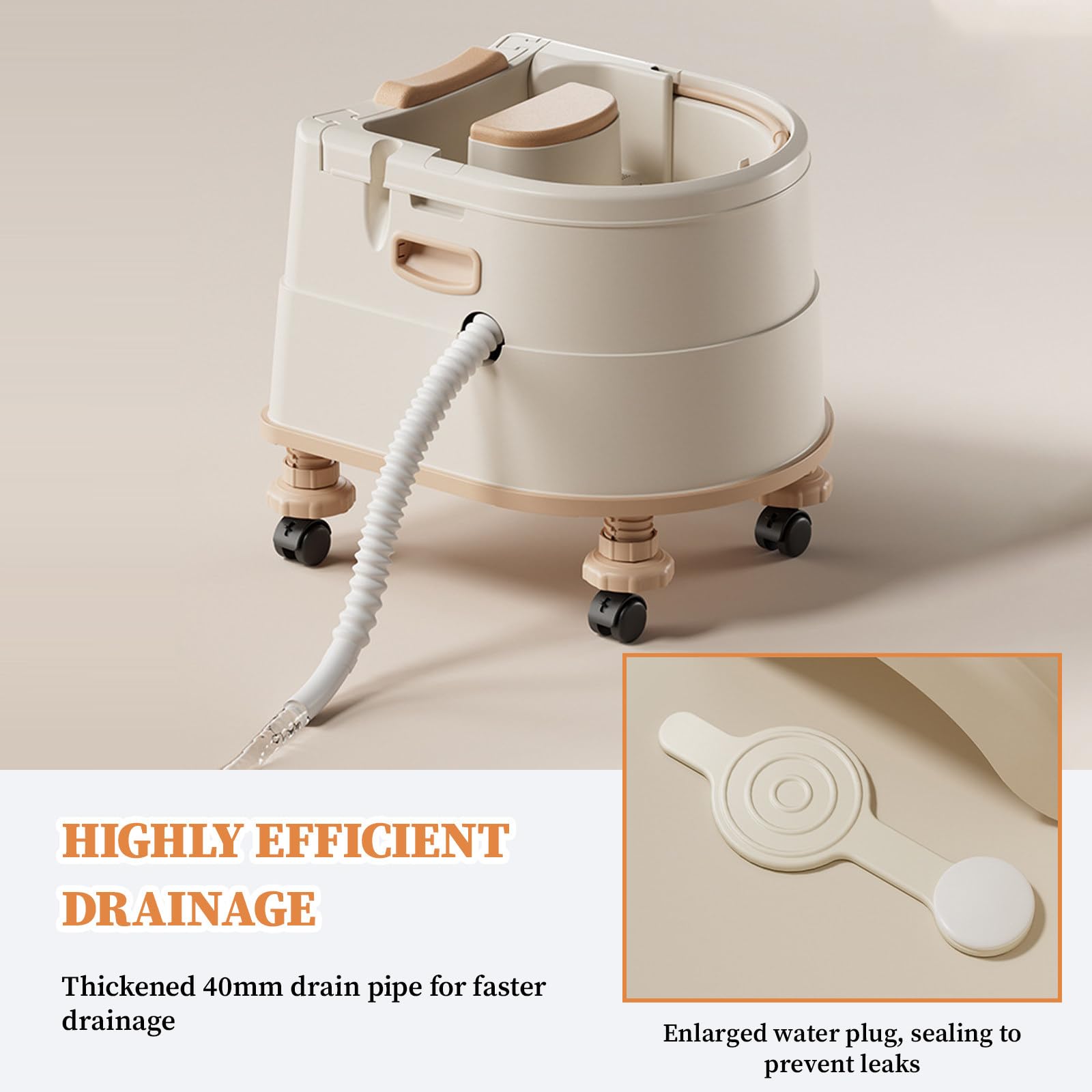 Lavacabezas Portátil, Lavabo Champú CirculacióN Agua, Equipo SPA JaponéS, Cama Champú Masaje, Ideal para el hogar y Salones de Belleza Apricot-Package2