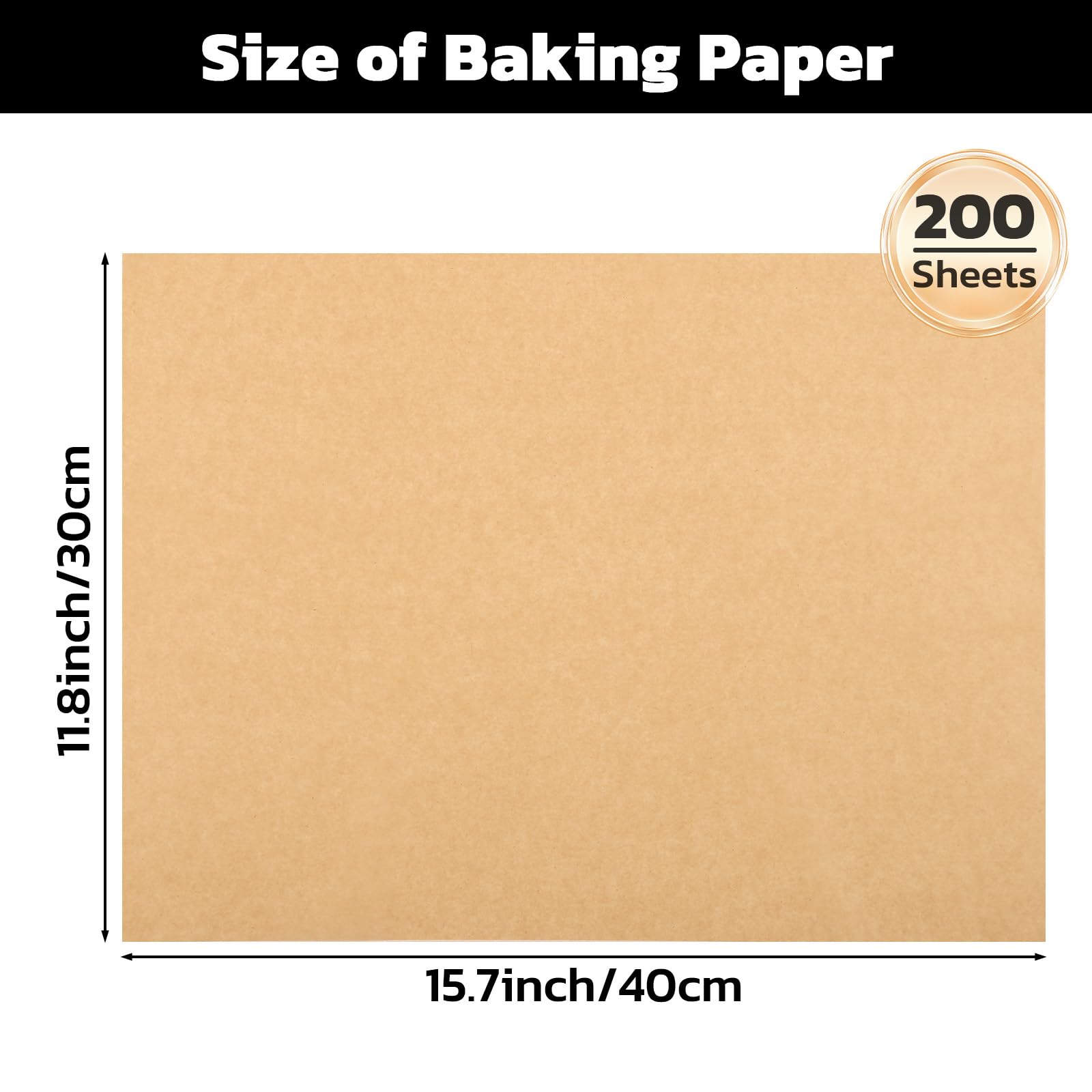 Beasea Lot de 200 feuilles de papier sulfurisé non blanchi - 30,5 x 40,6 cm - Feuilles de cuisson en papier anti-adhésif