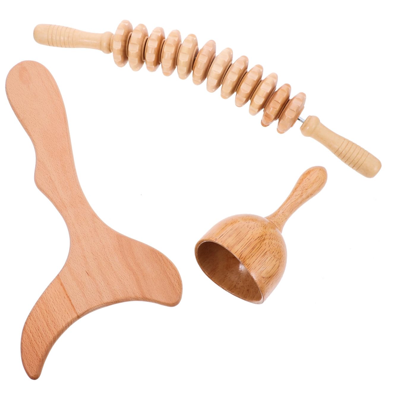 Rodillo de Masaje de Madera Portátil para Aliviar Músculos y Relajación, Herramienta Práctica y Ligera Diseño Especial Color Caqui para Uso Corporal