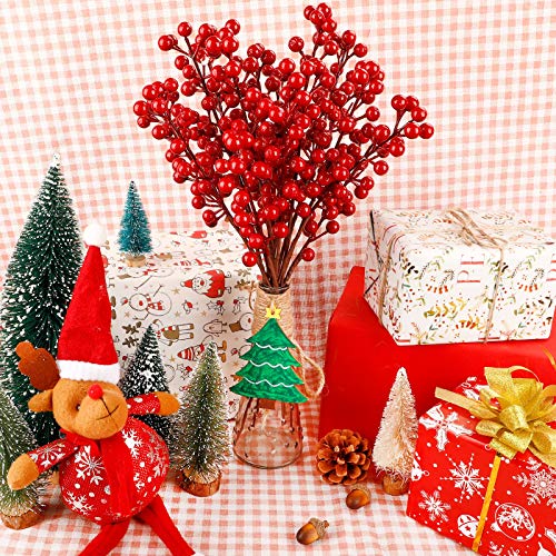 image for COCOBOO 25pcs Artificial Red Berry Stems Christmas Red Berries for Hol