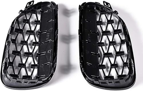 Miniatura 5 de AstraDepot - Kit de parrilla delantera para BMW 2011-2013 E92 E93 LCI Coupe 320i 328i 335i (diamante meteorito, negro brillante y cromado)