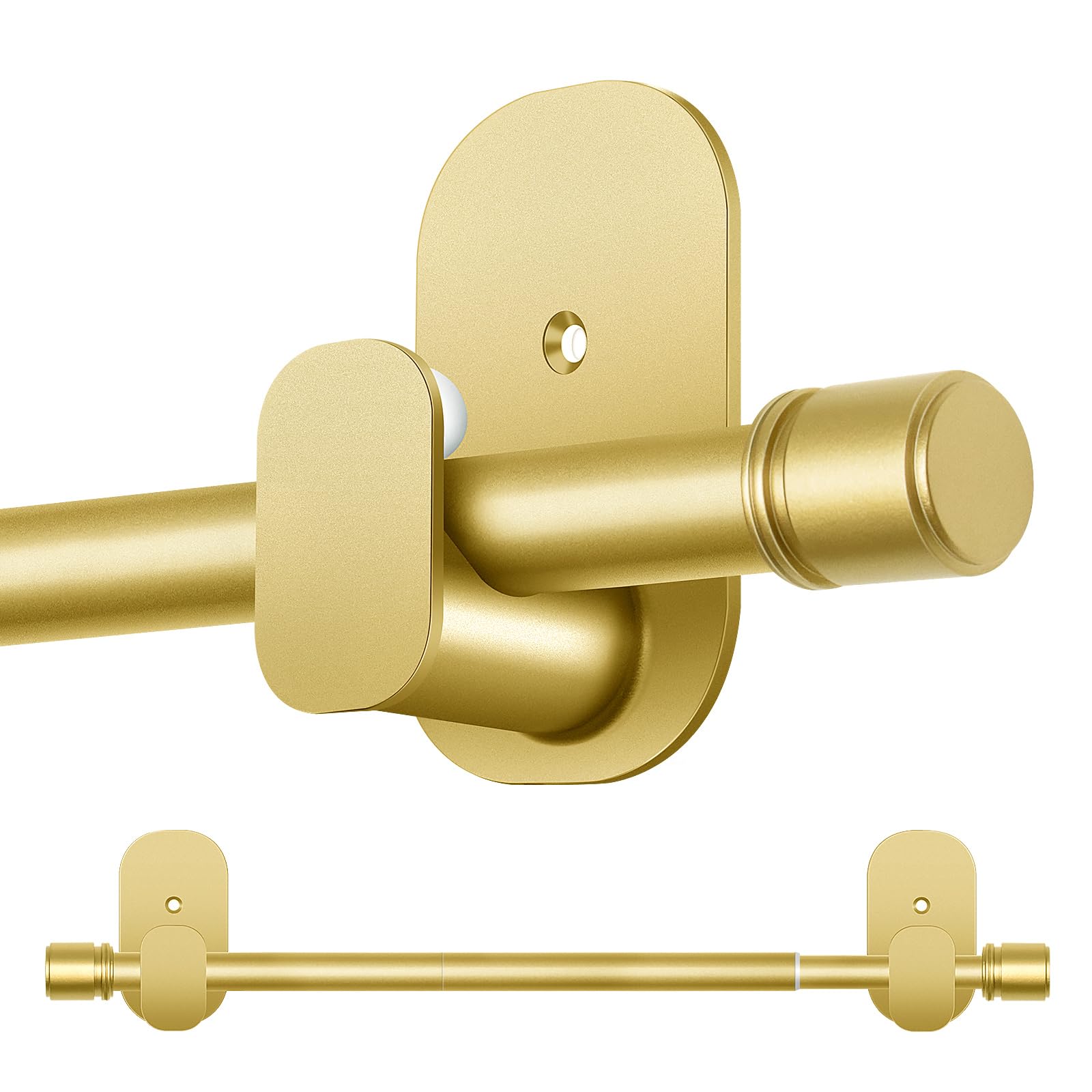 Photo 1 of Curtain Rods No Drilling 32 to 86 Inch, HOTOZON 5/8 Inches No Drill Curtain Rods for Windows 55 to 82 Inches(4.5-6.8 ft), Renter Friendly Adjustable Small Drapery Rod for Lightweight Curtains, Gold
