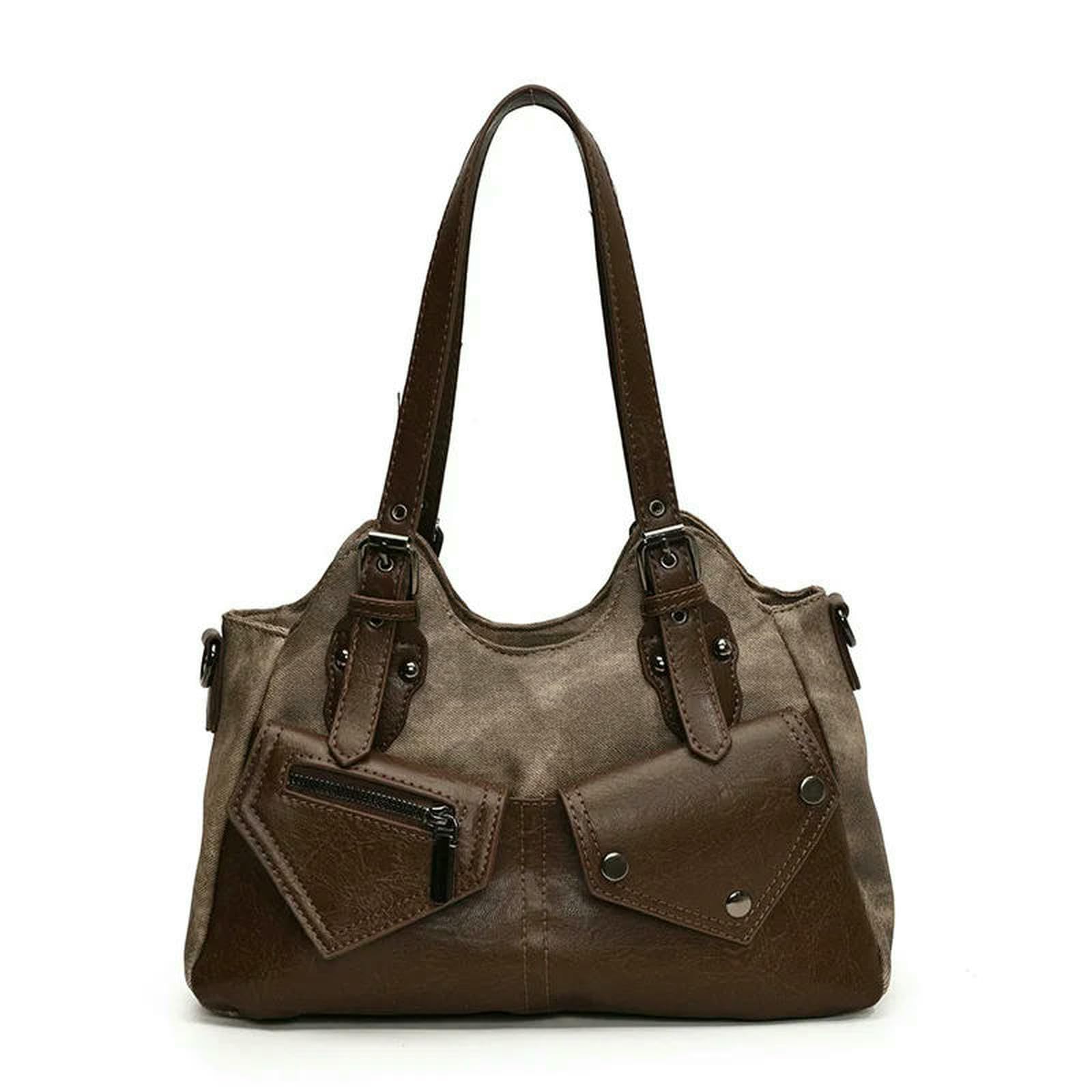 Schultertasche Damen Retro Trendige Umhängetaschen Handtasche Modische Vielseitige Taschen Einfache Personalisierte Damentaschen-kaffee-32x12x23cm