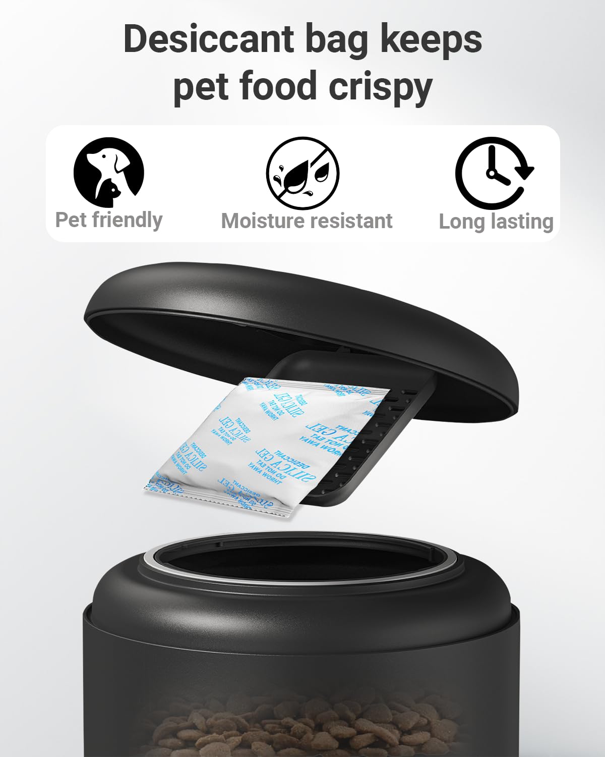 16 paquetes de bolsas desecantes de alimentos para mascotas compatibles con el comedero automático PETLIBRO/PETKIT para gatos, paquetes desecantes de repuesto con indicación de color para alimentador