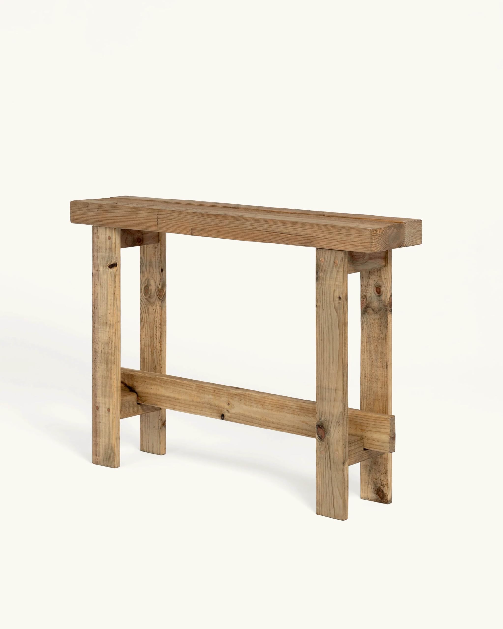 HANNUN - Mueble Recibidor Zinek | Consola Estrecha para Entrada o Pasillo | Estilo Rústico | 120 x 85 Cm | Madera Maciza Abeto Sostenible Recuperada