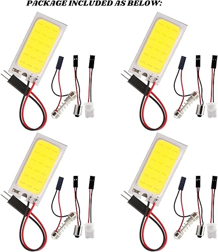 Miniatura 5 de Everbright - Paquete de 4 lámparas LED COB súper blancas de 18-SMD con panel LED de cúpula para el interior del automóvil, luz de la placa de