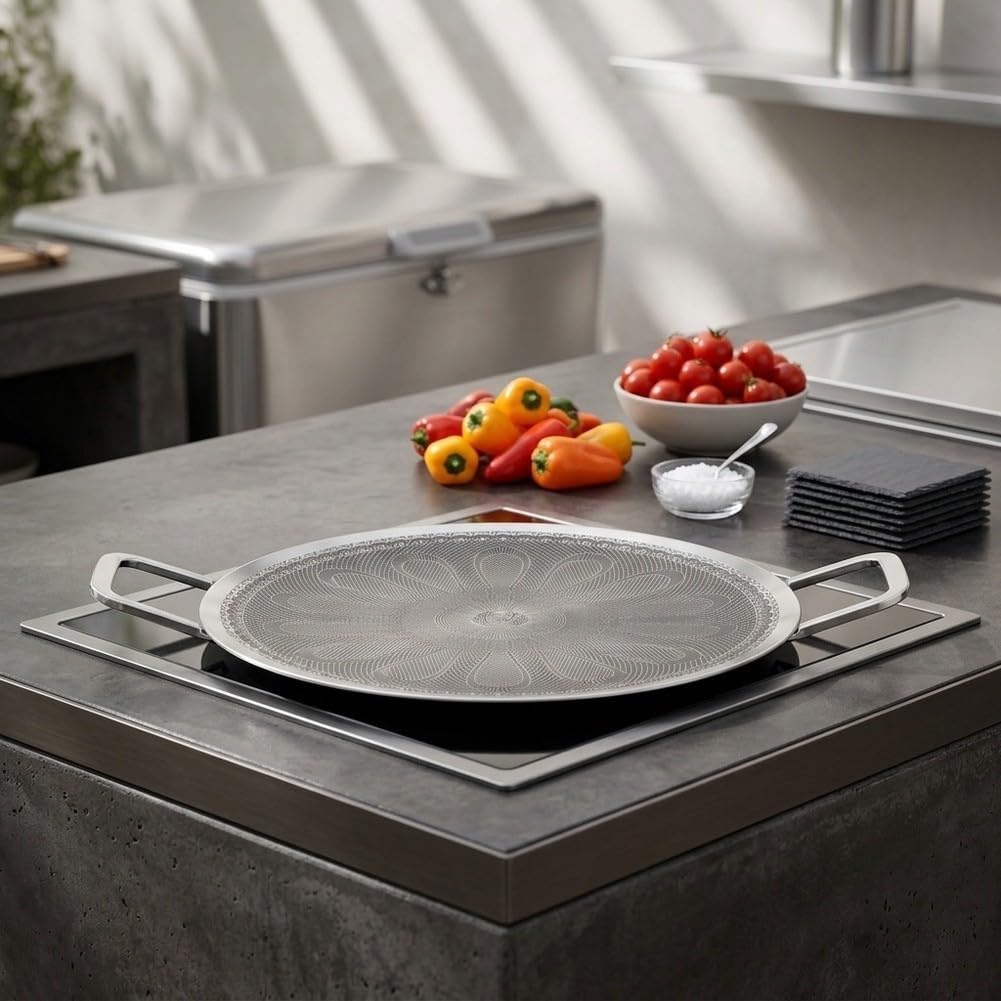 para plancha para acero Inoxidable 316 Antiadherente 38cm para(38cm) | para acero inoxidable 316, para superficie antiadherente, para ideal carne y verduras, 38cm, reutilizable