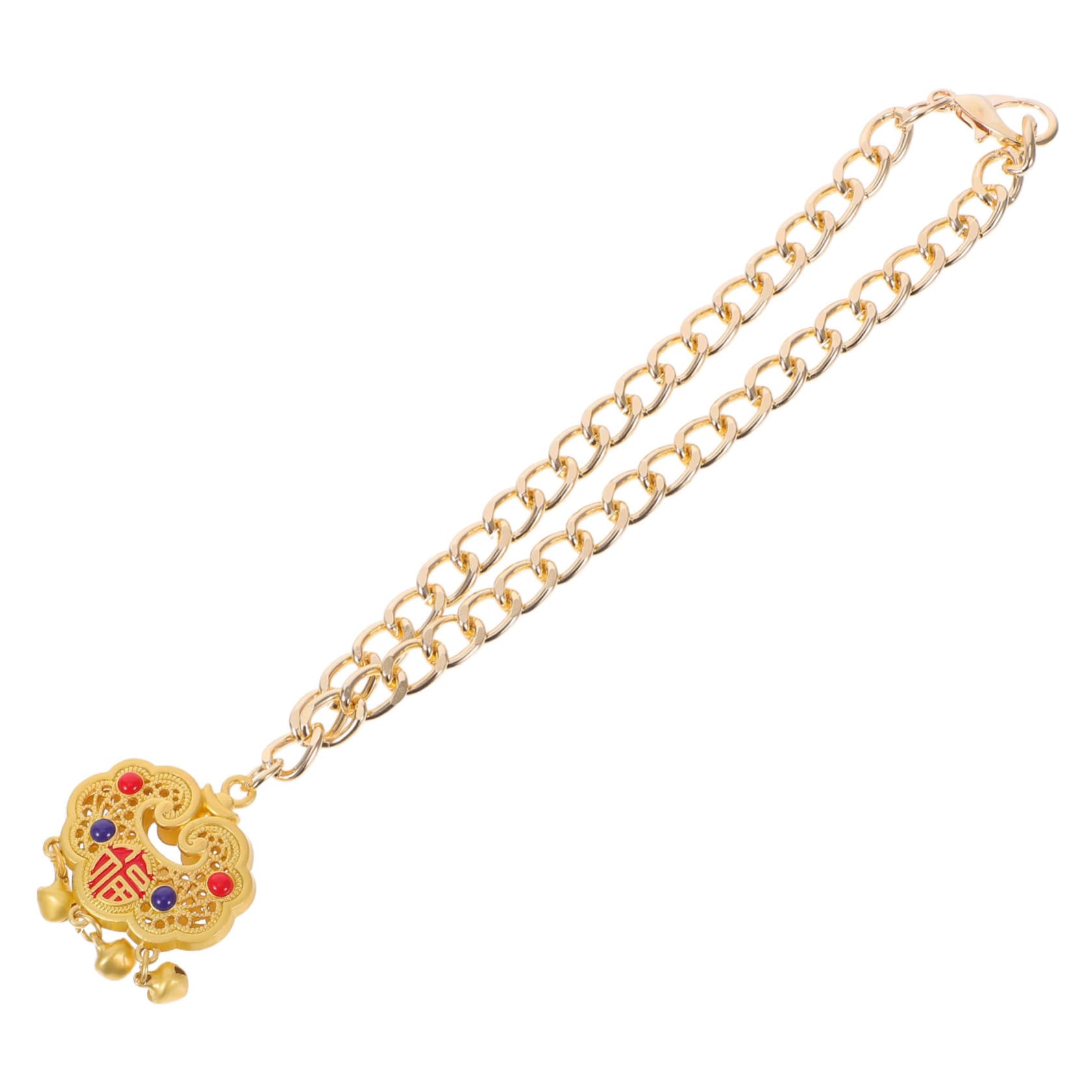 BESPORTBLE Sturdy Pet Dog Cat Metal Longevity Lock Pendant Bell Collar Necklace for New Year Celebrations