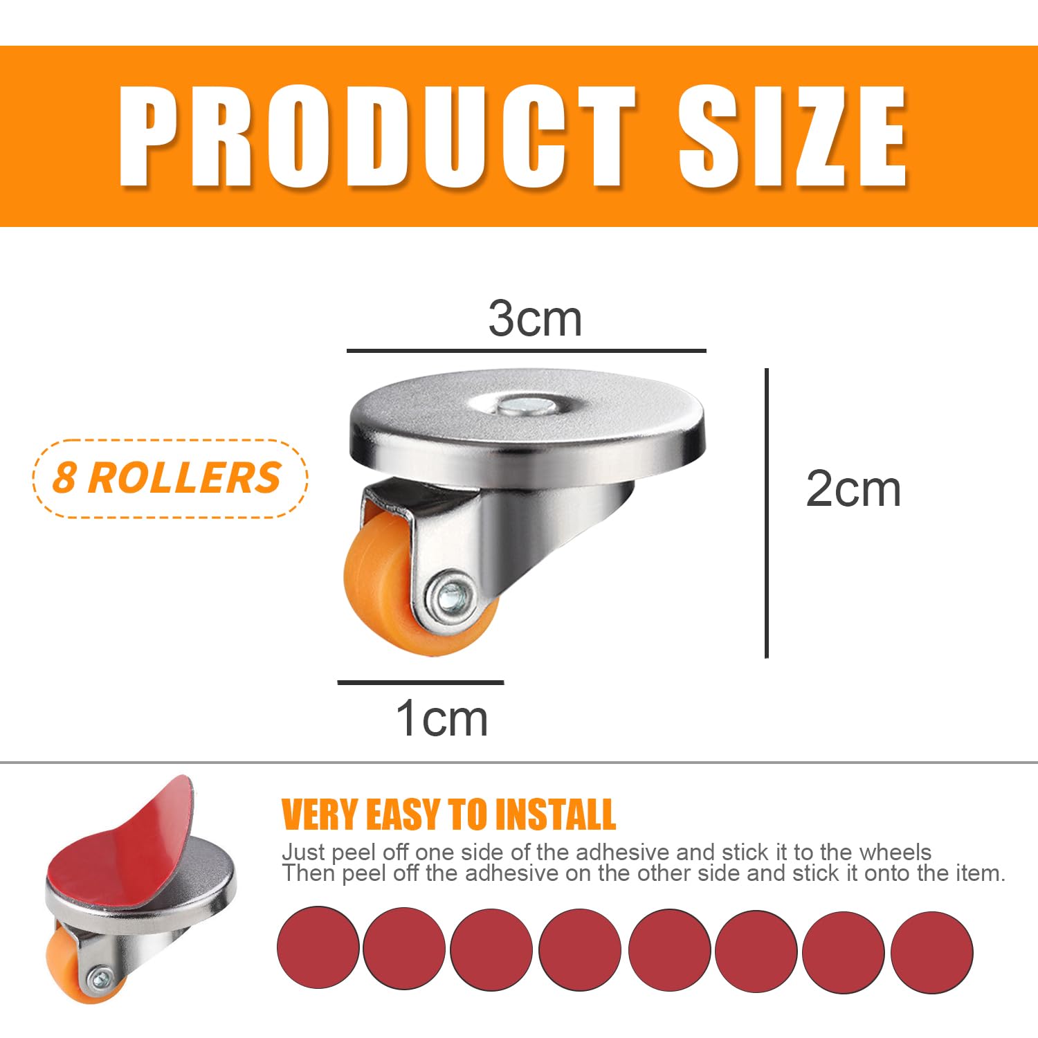 Image secondaire de Roulettes Auto-Adhésives pour Meubles - 8 Pièces Rotatives à 360°