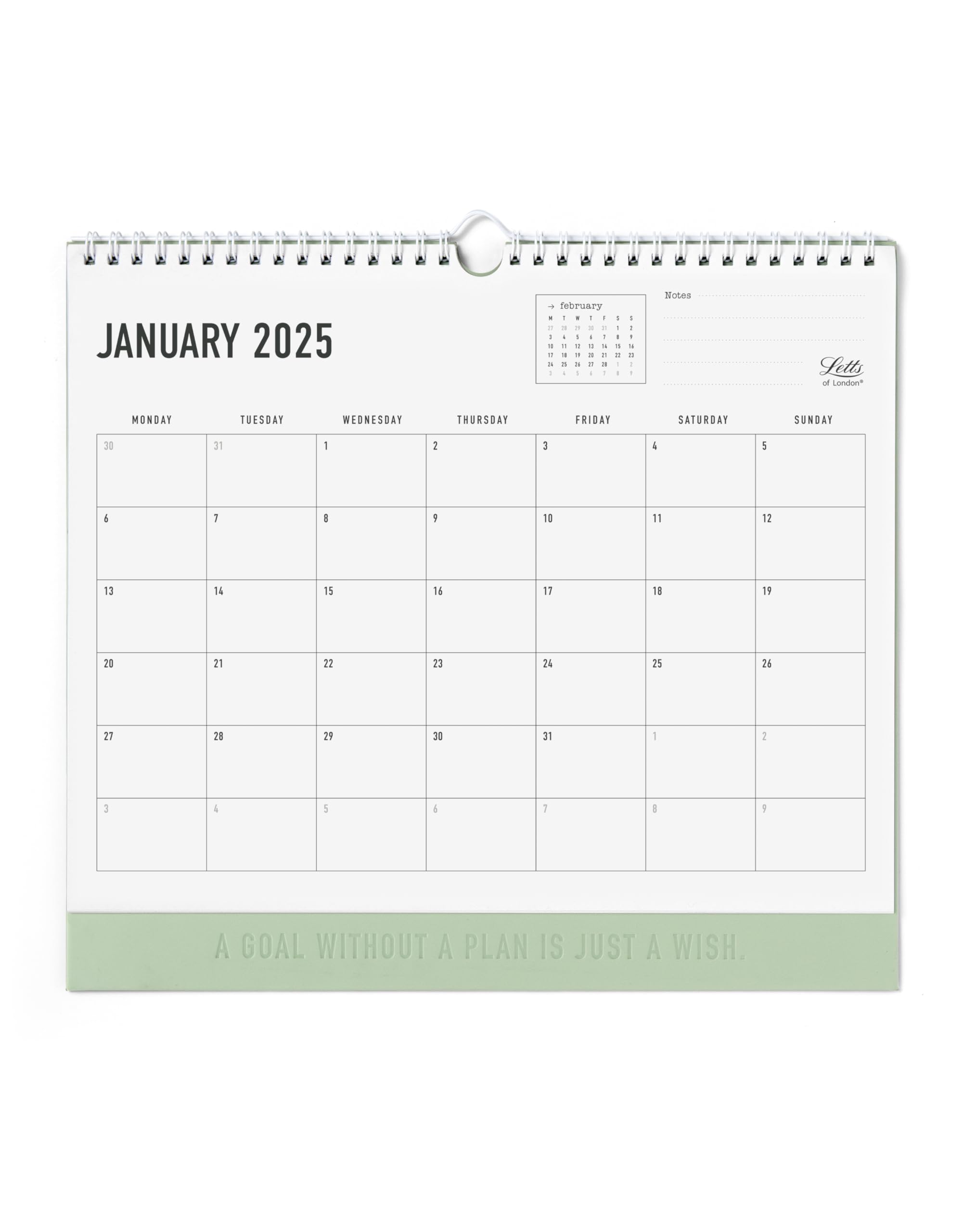 Letts of London Conscious 2025 Wall Calendar - sage