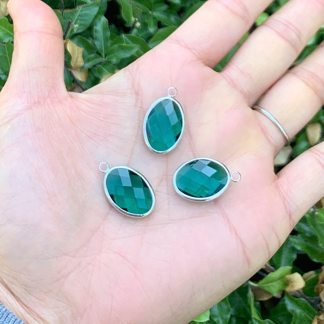 Adabele Grade A 18mm Birthstone Charm Pendant Drops Sterling Silver Plated for Personalized Earrings Bracelet Necklace Anklet Pendant Keychain Craft Jewelry Making - Image 2