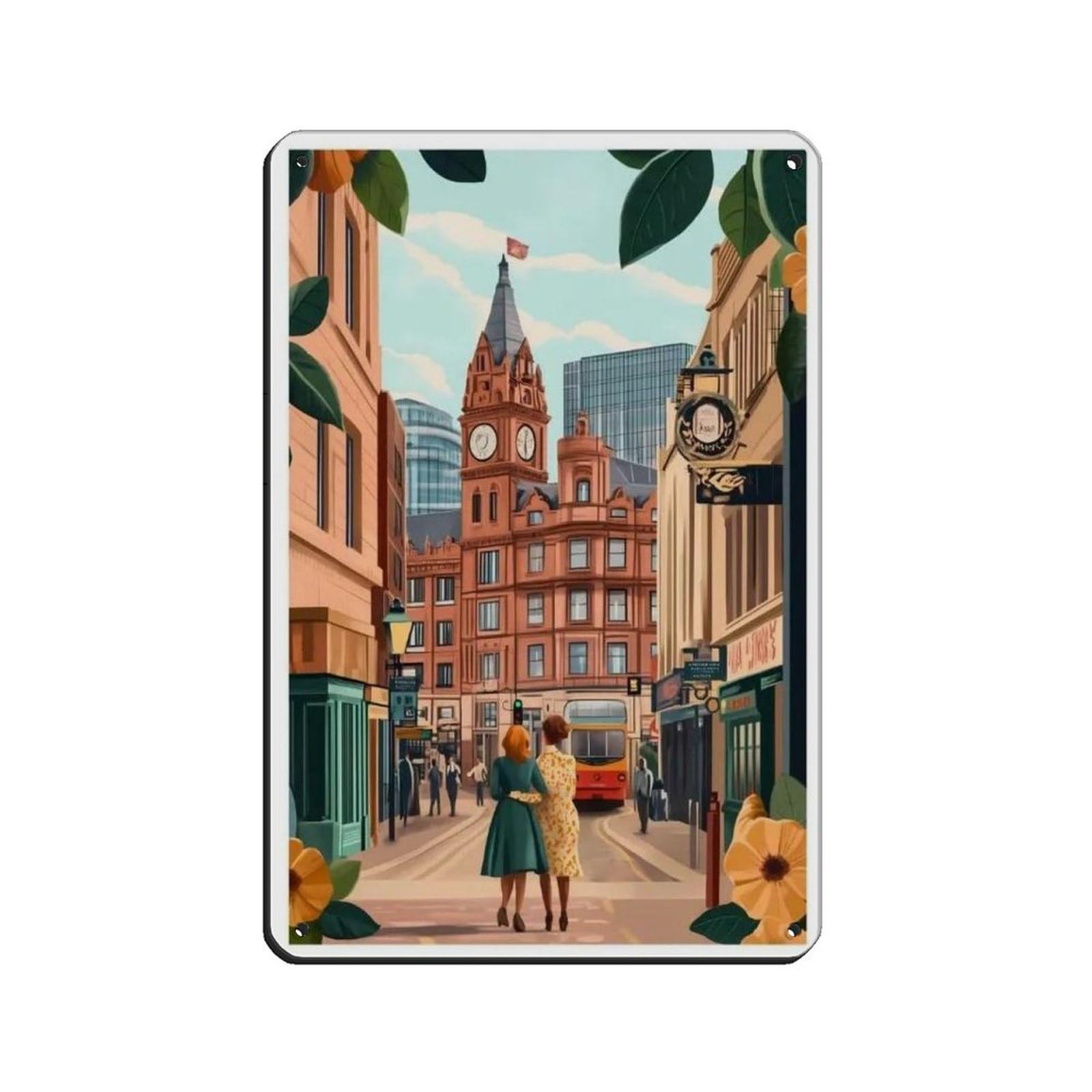 Lxwnze 20L X 30W Cm Manchester Poster, Manchester Art Tin Sign Vintage Metal Pub Club Cafe Bar Home Wall Art Decoration Poster Retro 8X12inch(20X30cm)
