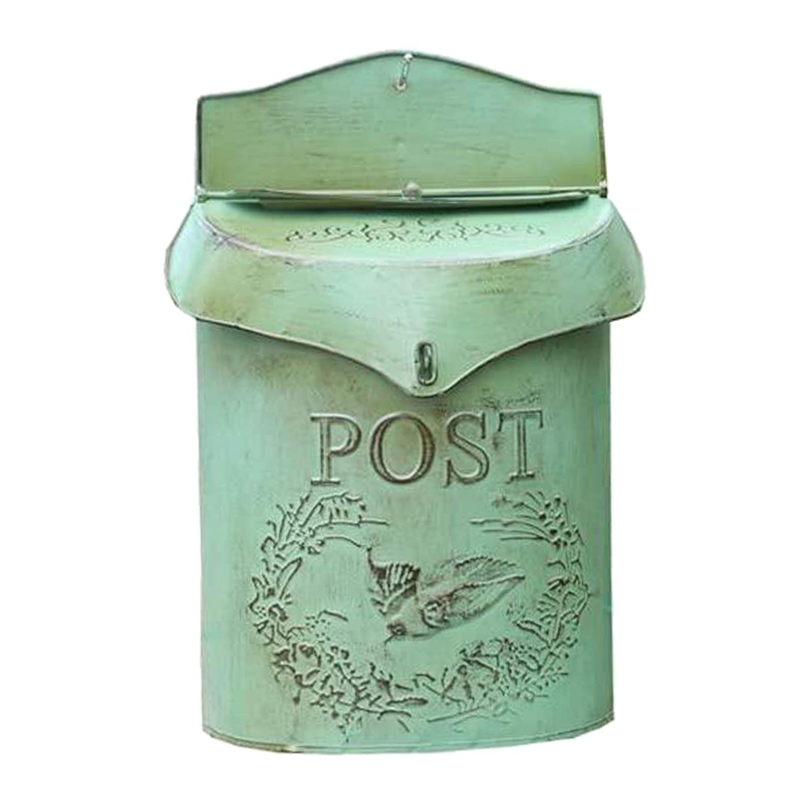 Buzón en pared decoración letras de Metal soporte caja de estaño decoración colgante exterior para, Verde