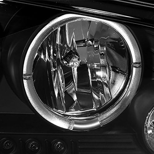 AKKON - For 2009-2010 Dodge Charger Black Angel Eye LED Projector Headlights + Dark Red Tail Lights Lamps Combo