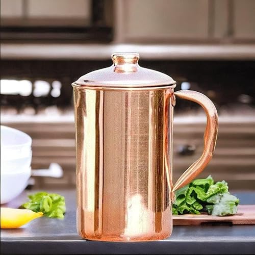 2activelife Jarra de cobre hecha a mano para agua potable para beneficios de salud ayurveda  Jarra tradicional de cobre para beber y servir agua en