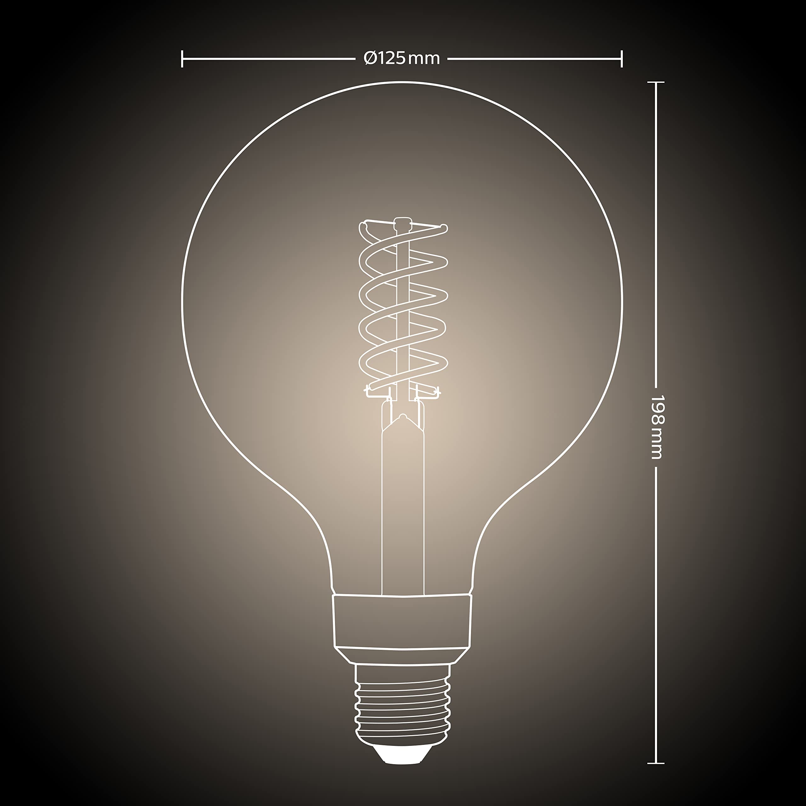 Philips Hue Starterpaket - E27 - mit 1 Filament Edison Glühbirne Groß (ST72) - Warmweißes Licht - inkl. 1 Hue Bridge - Hue White Filament