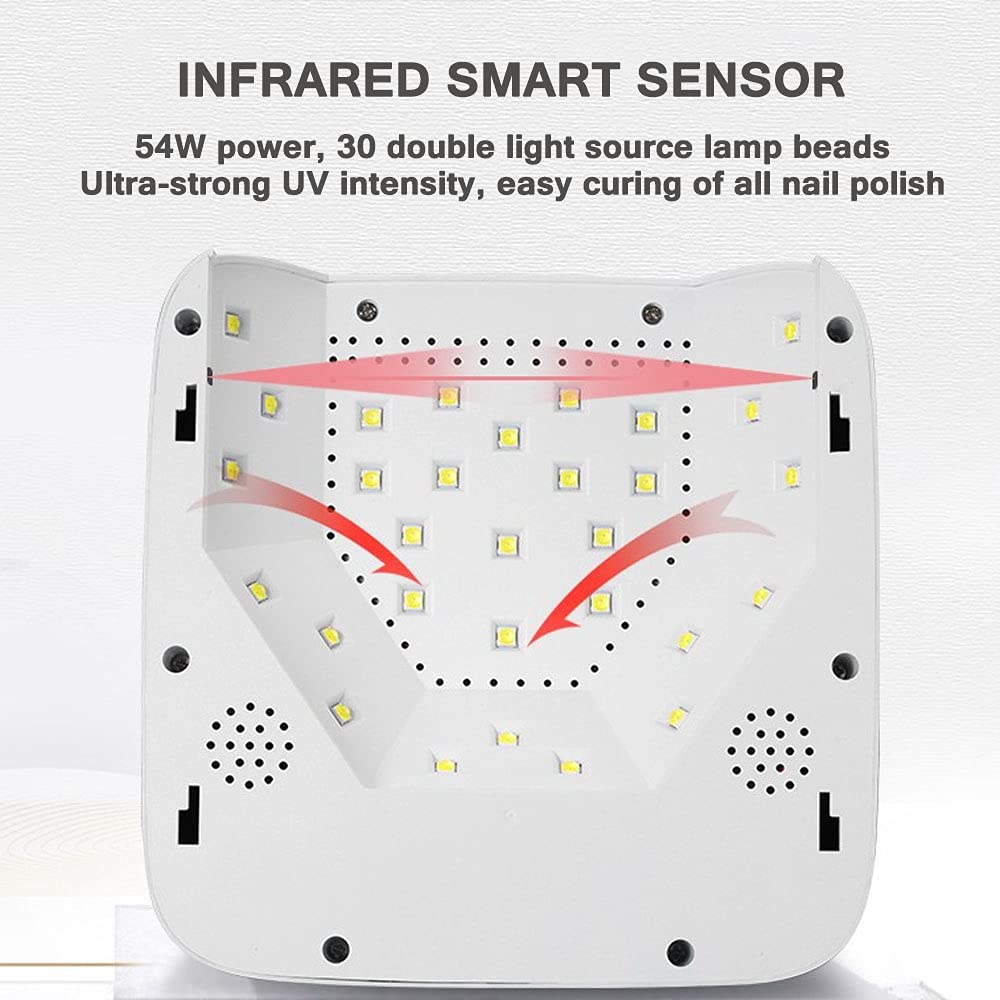 Bezprzewodowa lampa LED do paznokci o mocy 54 W, akumulatorowa profesjonalna suszarka do paznokci do żelowego lakieru do paznokci Lampa do paznokci Narzędzia do manicure do domu i salonu,La