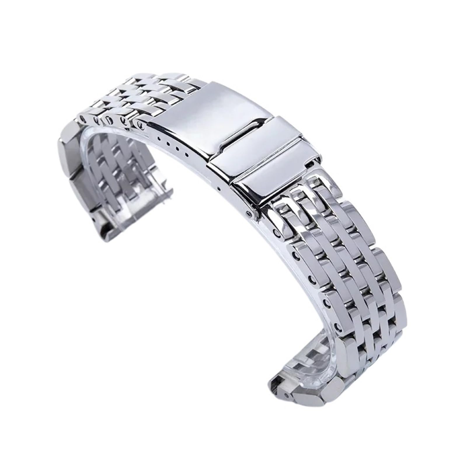 Bracelet de Montre en Acier Inoxydable 22/24 mm, 7 Perles, Compatible avec Les Bracelets Breitling, Compatible avec Les Bracelets Navitimer/Avenger, Boucle déployante et extrémité Plate(22mm)