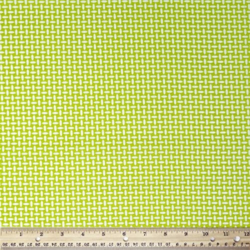 Stitch & SparkleCotton 44" Mini Basket Weave Lemon Grass Color Sewing Fabric by The Yard